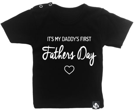 baby tshirt first fathersday zwart