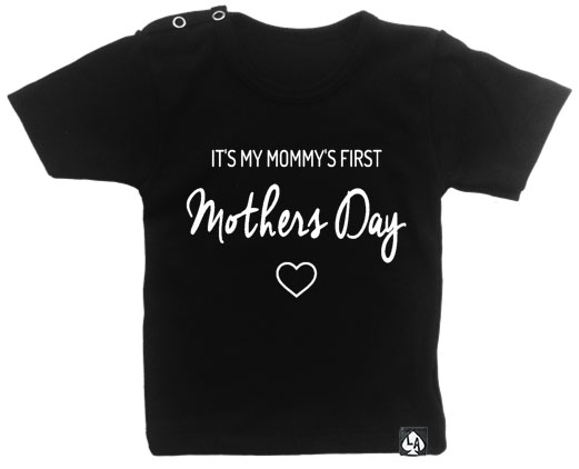 baby tshirt first mothersday zwart