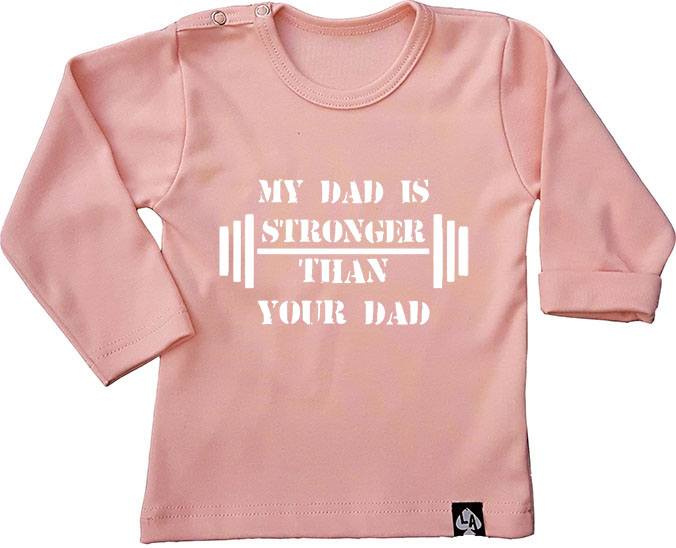 baby tshirt lange mouw strong daddy roze