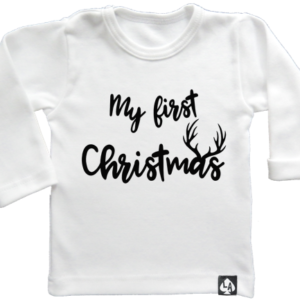baby tshirt specials kerst first christmas wit