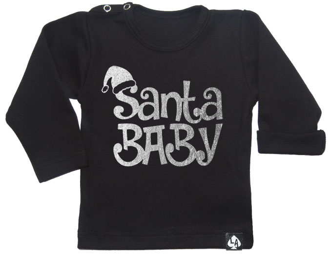 baby tshirt specials kerst santa baby zilver
