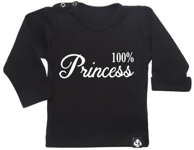 baby tshirt zwart lange mouw princess